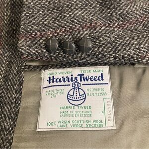 Vintage Harris Tweed Sport Coat Mens 42R Grey Red Stripe Wool Blazer Jacket